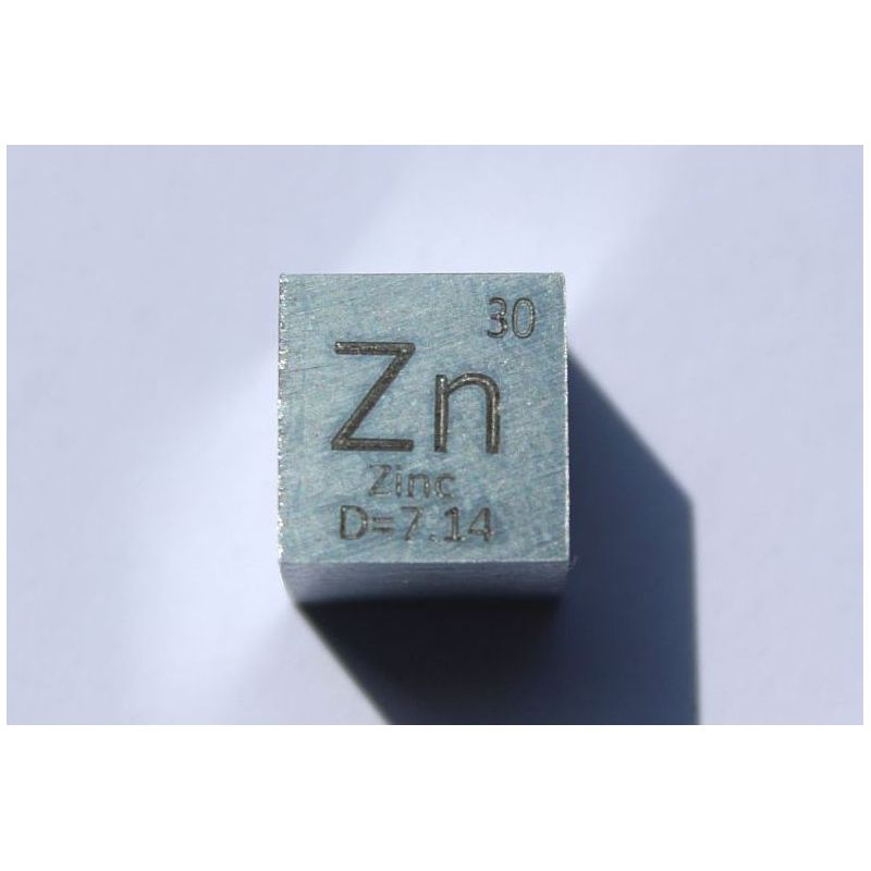 Zink Metalterning Zn 10x10mm poleret 99,99% Renhed terning
