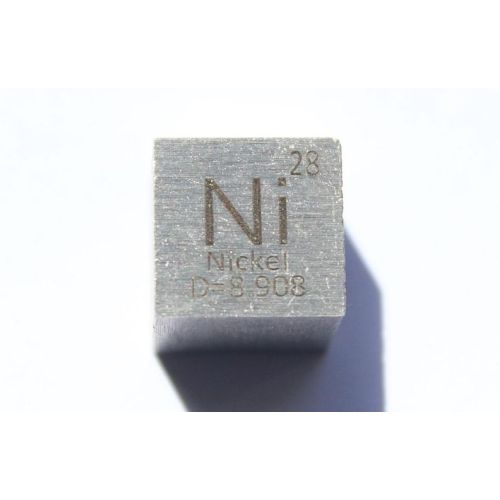 Nikkel metalterning 10x10mm poleret 99,6% renhed terning