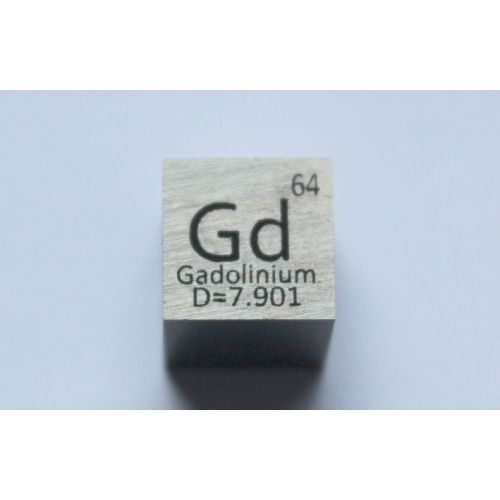 Gadolinium Gd Metalterning 10x10mm poleret 99,99% renhed terning