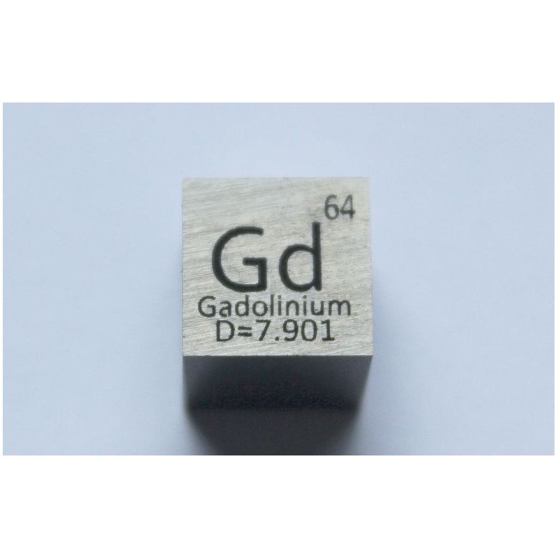 Gadolinium Gd Metalterning 10x10mm poleret 99,99% renhed terning